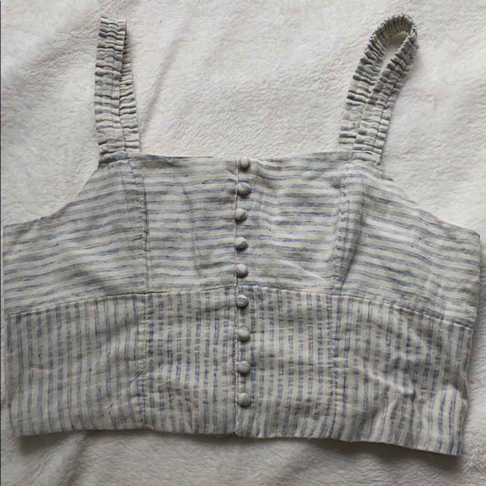 American Eagle Blue and White Striped Tank Top